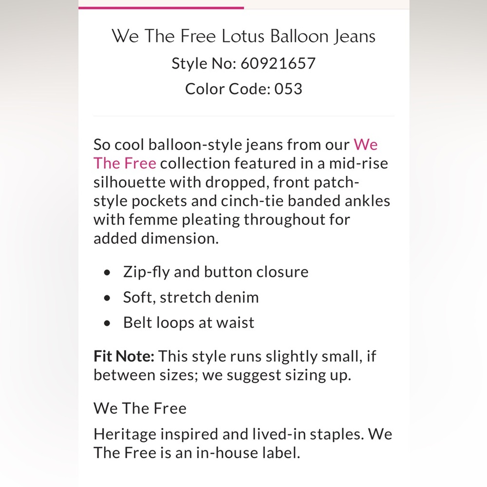 Free People We The Free Lotus Balloon Jeans-Blue Imagination-28-NWT - Picture 8 of 11